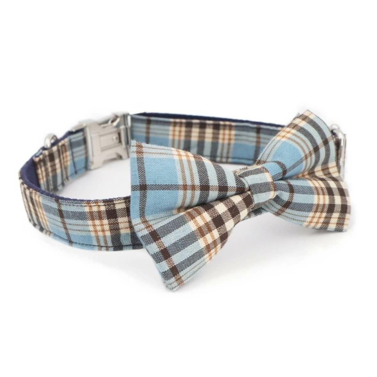 Bow Tie Collar | Dogs Blue Plaid Bow Tie Unbreakable Collar™