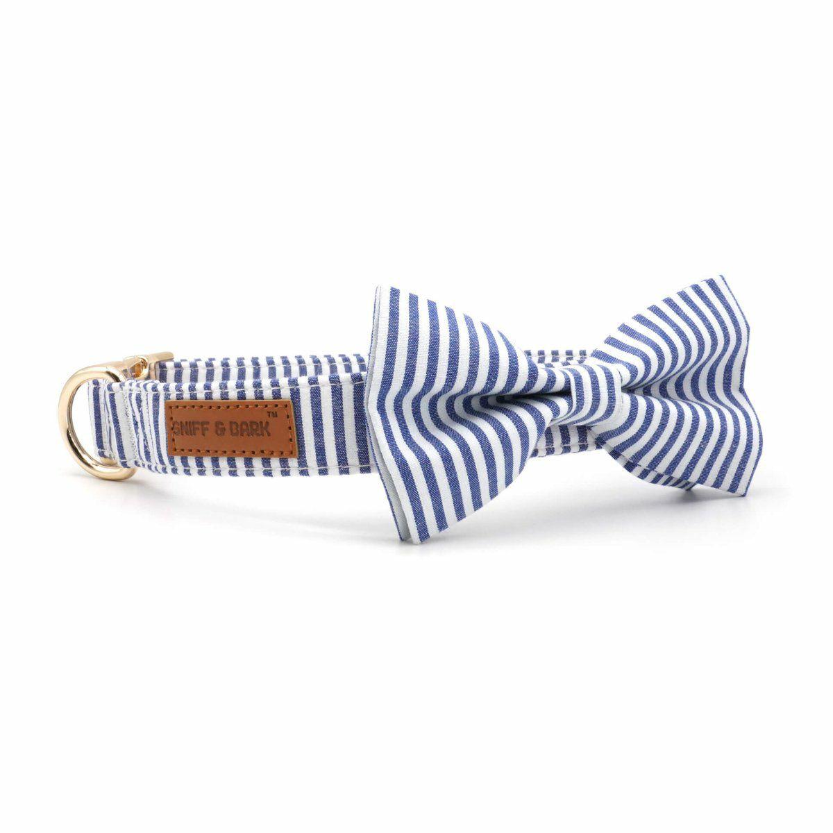 Bow Tie Collar | Dogs Blue Stripes Bow Tie Unbreakable Collar™