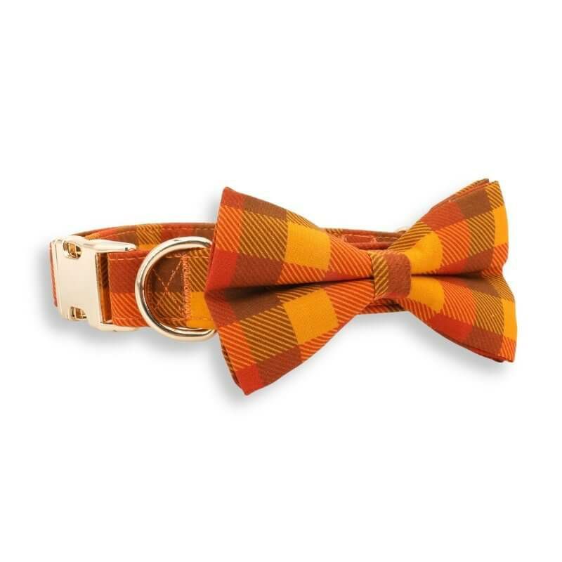 Bow Tie Collar | Dogs Cinnamon Spice Plaid Bow Tie Unbreakable Collar™