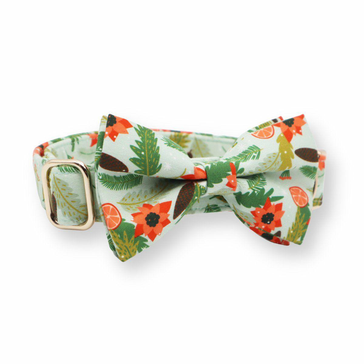 Bow Tie Collar | Dogs Holiday Wreath Bow Tie Unbreakable Collar™