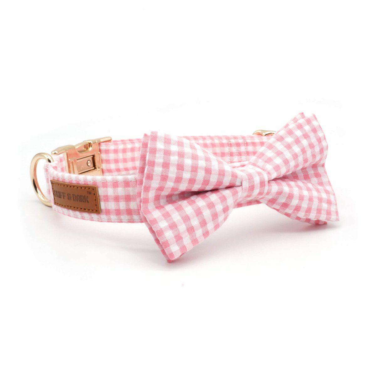 Bow Tie Collar | Dogs Pink Gingham Bow Tie Unbreakable Collar™