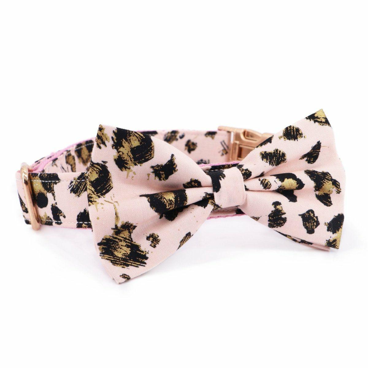 Bow Tie Collar | Dogs Pink Leopard Bow Tie Unbreakable Collar™