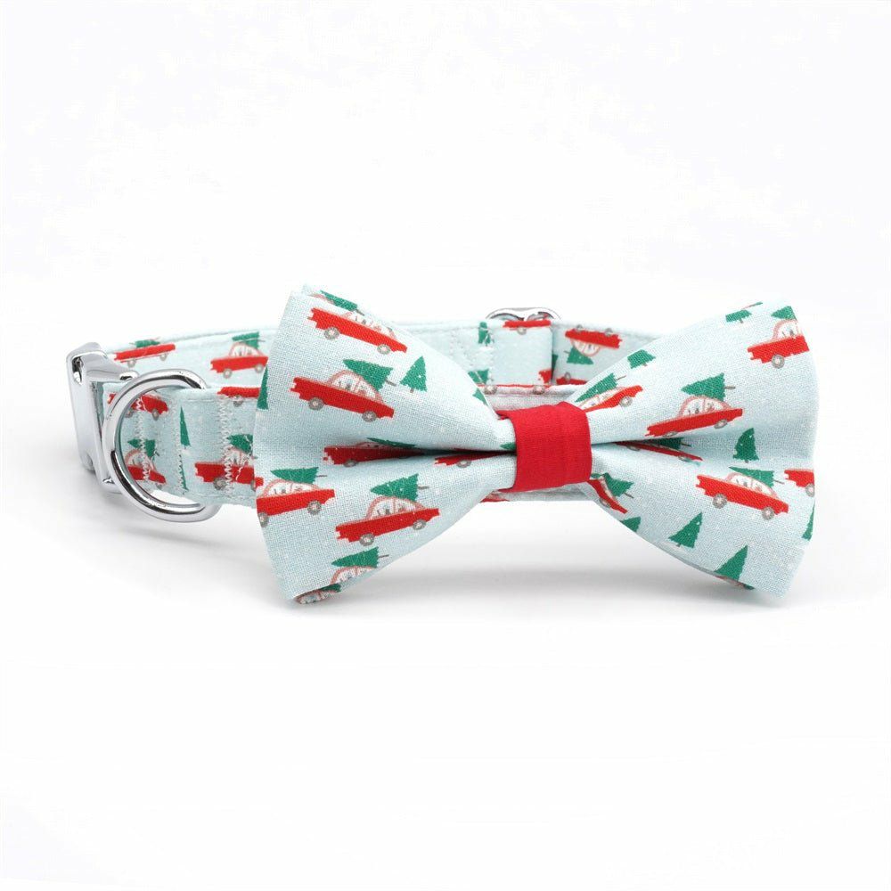 Bow Tie Collar | Dogs White Christmas Bow Tie Unbreakable Collar™