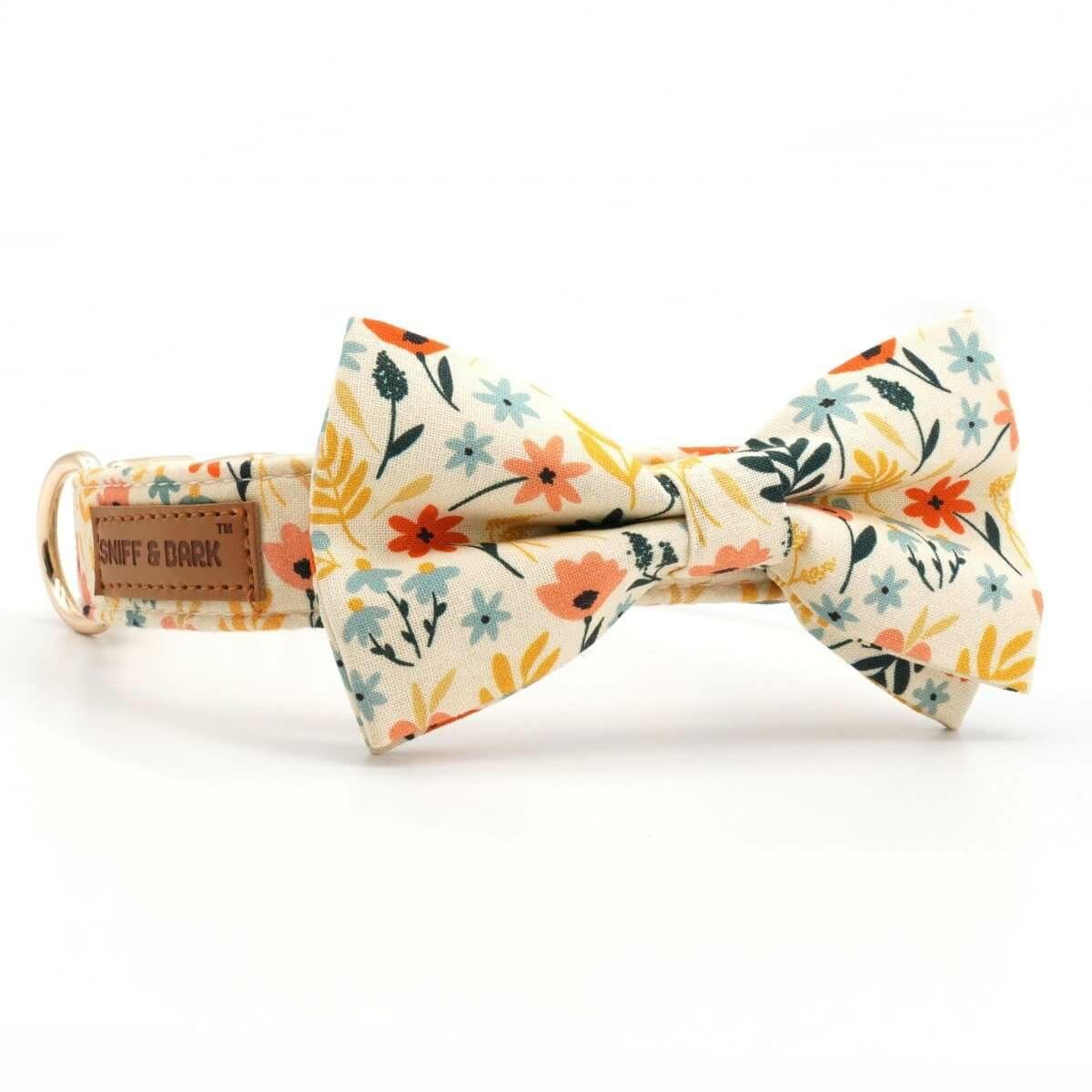 Bow Tie Collar | Dogs Yellow Floral Bow Tie Unbreakable Collar™