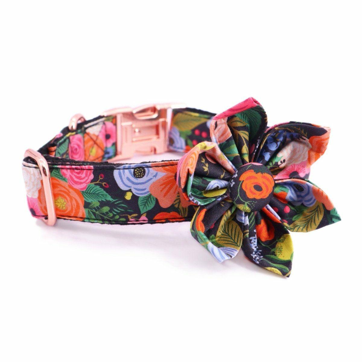 Flower Collar | Dogs Midnight Floral Flower Unbreakable Collar™