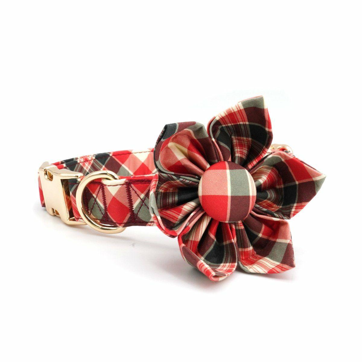 Flower Collar | Dogs Noel Plaid Flower Unbreakable Collar™