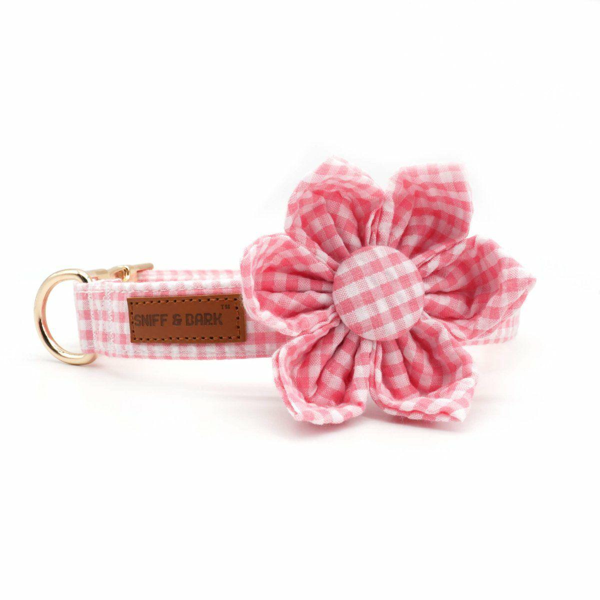 Flower Collar | Dogs Pink Gingham Flower Unbreakable Collar™