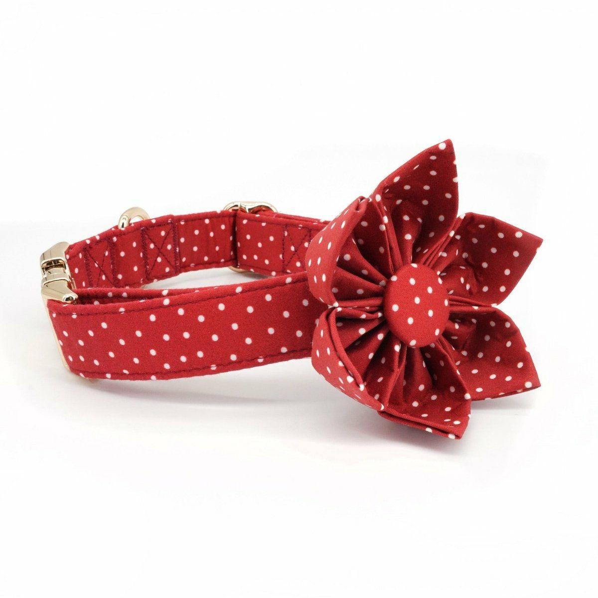 Flower Collar | Dogs Red Polka Dot Flower Unbreakable Collar™